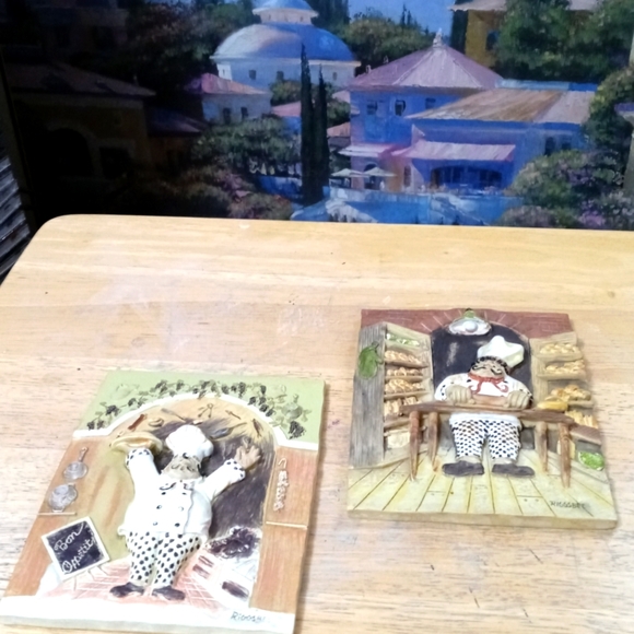 🍶🍵(Get Two) Italian Fat Chef 3D Kitchen Pic Handmade Decor Wall Plaques.🏆🏇 - Picture 1 of 10